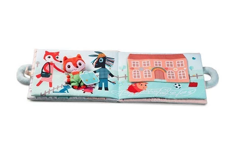 LILLIPUTIENS Miękka książeczka aktywizująca z mini - przytulanką „Dzień dobry, mały lisku” 18 m+