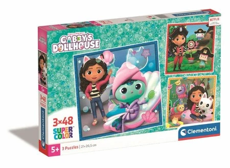 Clementoni Puzzle 3x48el SuperColor Koci Domek Gabi. Gabby's Dollhouse 25300