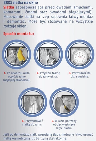 BROS siatka na okno na owady 130x150 kolor: biała