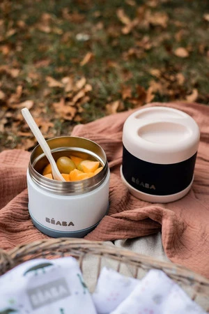 Beaba Pojemnik - termos obiadowy ze stali nierdzewnej z hermetycznym zamknięciem duży 500 ml baltic blue/white