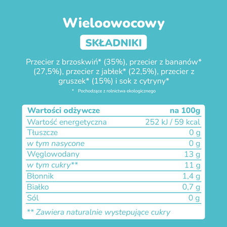 Smileat, BIO Mus wieloowocowy 6m+, 100g