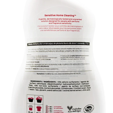 Attitude, Sensitive Skin Baby, Delikatny płyn zmiękczający do płukania tkanin dziecięcych, 1L