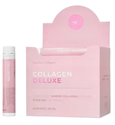 Swedish Nutra Collagen Deluxe 12 500 mg + kwas hialuronowy i witaminy 25 ml x 20 ampułek smak jagoda