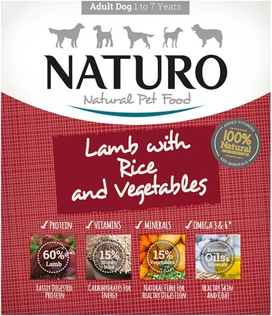 NATURO Adult Dog Jagnięcina Ryż Warzywa tacka 400g
