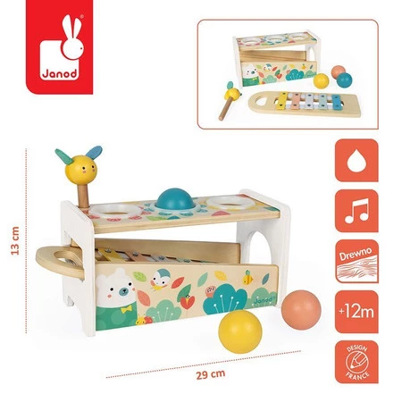 Janod Drewniane cymbałki z kulodromem Pure