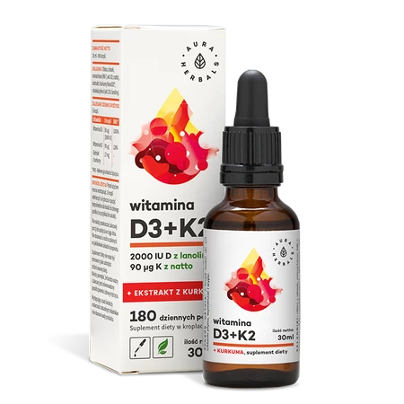 Aura herbals - D3 + K2 MK7 + kurkuma - 30 ml