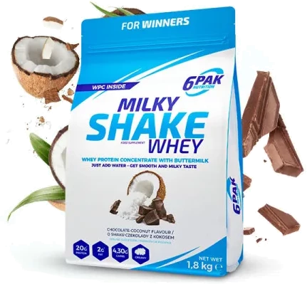 6PAK MILKY SHAKE WHEY odżywka białko WPC 700g smak czekolada kokos