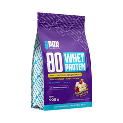 6PAK 80 WHEY PROTEIN odżywka białkowa WPC 908 g smak biała czekolada - truskawka