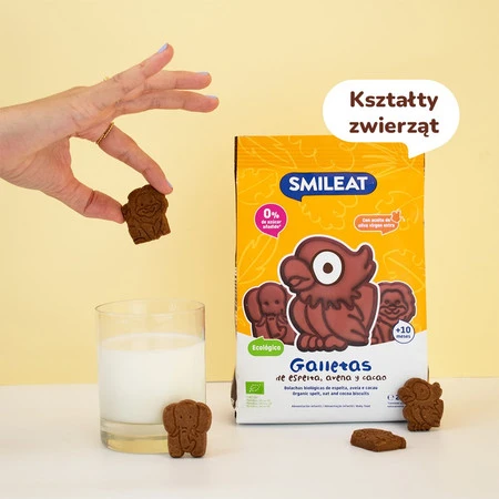Smileat Bio Herbatniki z orkiszu, kakaowo-jabłkowe 10m+, 220 g