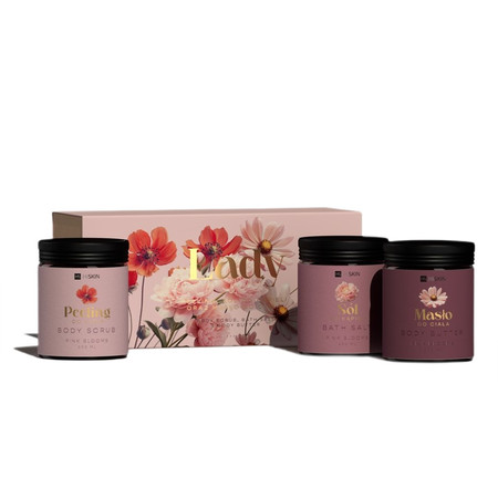 Lady Flowers zestaw sól do kąpieli 200ml + peeling do ciała 200ml + masło do ciała 200ml
