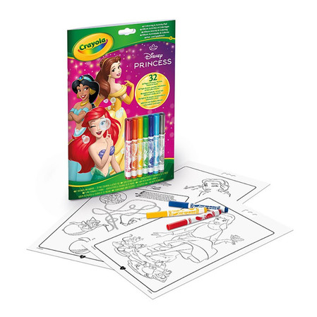 Crayola Kolorowanka dla dzieci z łamigłówkami i flamastrami Księżniczki Disneya 3+