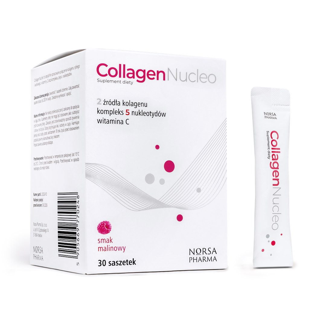 Norsa Pharma Collagen Nucleo mix kolagenów 30 saszetek smak malina - Nabea.pl