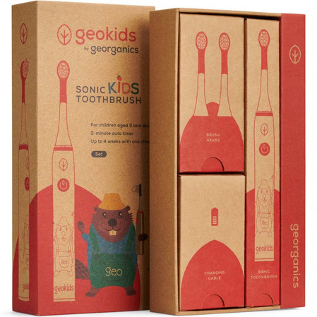 Georganics, GeoKids, Zestaw Elektrycznej Szczoteczki Sonicznej dla Dzieci, 3+