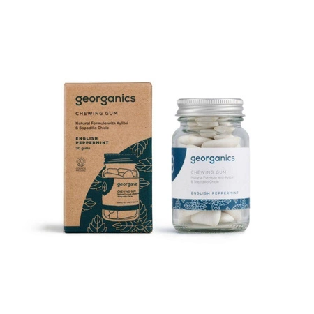 Georganics − English Peppermint, naturalna guma do żucia − 30 gum