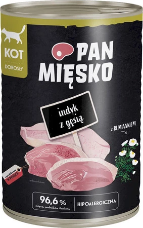PAN MIĘSKO Indyk z Gęsią dla kota 400g