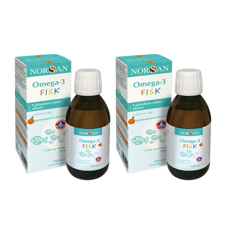 Zestaw: 2x NORSAN Omega-3 Fisk dla dzieci 150 ml smak pomarańcza