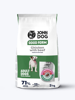 John Dog Good Form Mini Adult Kurczak Z Wołowiną - karma sucha dla psa -  3kg