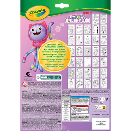 Crayola Kolorowanka dla dzieci z łamigłówkami i flamastrami Koci Domek Gabi 3+