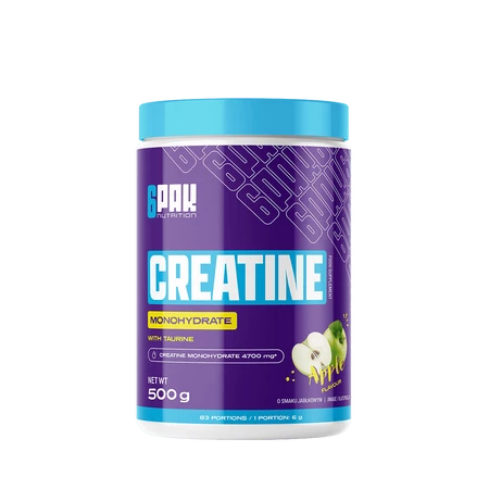 6PAK Creatine Monohydrate Kreatyna Monohydrant Czysty 500g smak jabłko