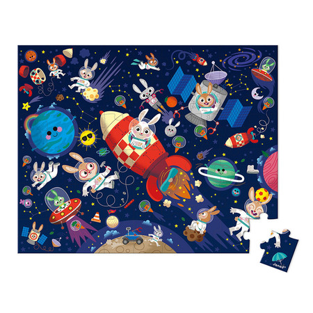 Janod Puzzle w walizce Rakieta kosmiczna 54 elementy 5+