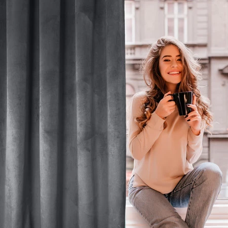 ZASŁONA GOTOWA D91 ROSA NA TAŚMIE 140 X 270 CM GRAFITOWY