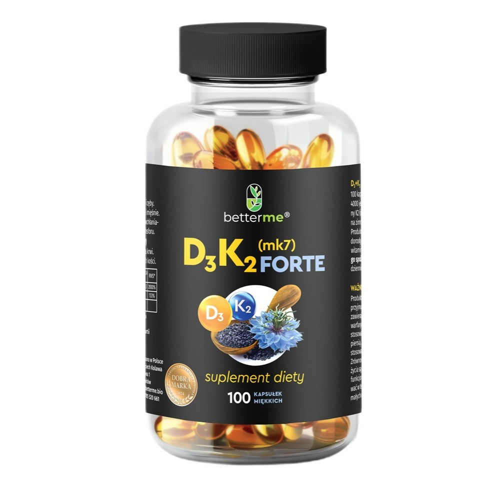 BETTERME D3 K2 MK7 Forte suplement diety 100 kaps. - Nabea.pl