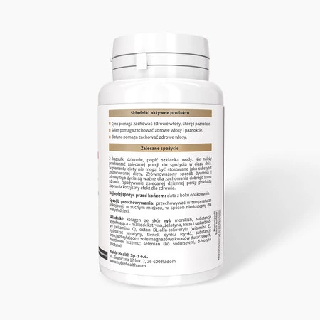 Noble Health Kolagen rybi NatiCol® + keratyną kompleksowa formuła dla włosów, skóry i paznokci 60 kaps.
