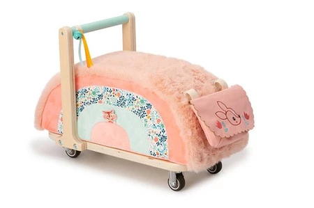 LILLIPUTIENS Drewniany jeździk 2 w 1 z miękkim siedziskiem i torebką Sarenka Stella 12 m+