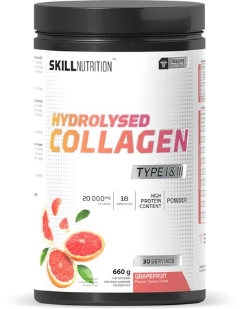 Skill Nutrition Hydrolysed Collagen Type I & III Hydrolizowane peptydy kolagen typu I i III na wsparcie stawów i ścięgien 660g smak grejpfrut
