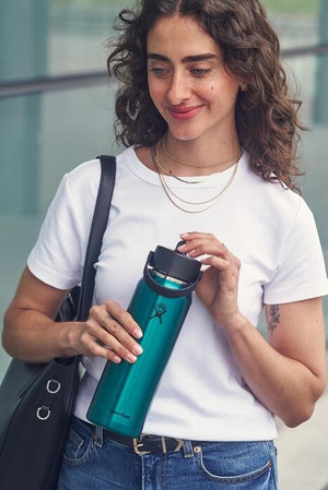 HF-Butelka 32 oz z nakrętką ze słomką, szmaragdowa