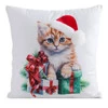 Poszewka świąteczna 45x45 cm – welwetowa ze świątecznym nadrukiem kota
