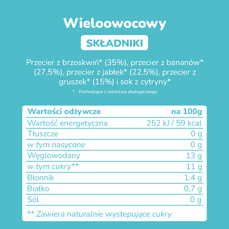Smileat, BIO Mus wieloowocowy 6m+, 100g