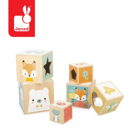 Janod Piramida wieża drewniana 6 el. Pure 12 m+