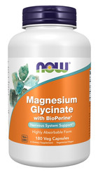 NOW FOODS Magnesium Glycinate with BioPerine - Glicynian Magnezu z Bioperyną 180 kaps.