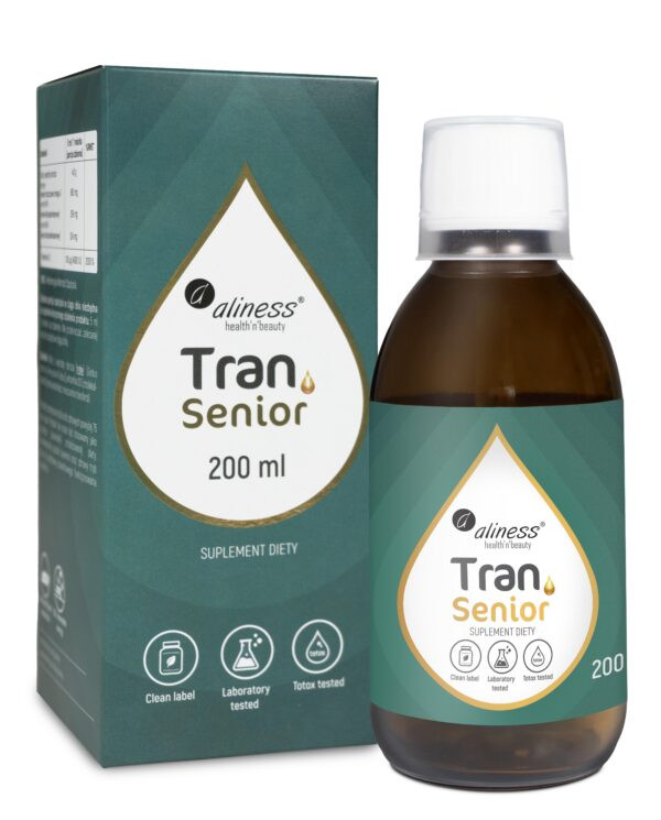 Aliness Tran (olej z dorsza) SENIOR + D3 4000 IU, 200 ml - Nabea.pl