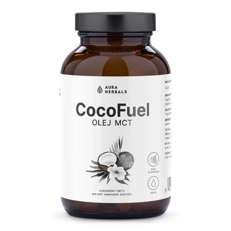  Aura Herbals Coco Fuel, Olej MCT 2000 mg wsparcie odchudzania, 100 kaps.