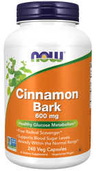 NOW FOODS Cinnamon Bark - Cynamon 600 mg (240 kaps.)