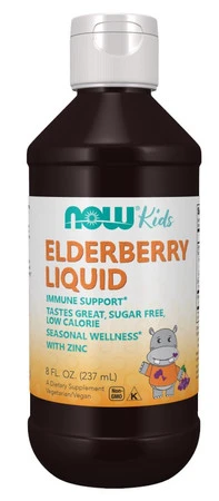 NOW FOODS Elderberry Liquid for Kids - Czarny Bez dla Dzieci w Płynie (237 ml)