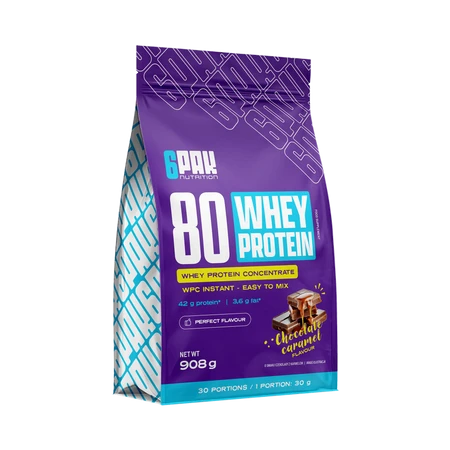 6PAK 80 WHEY PROTEIN odżywka białkowa WPC 908 g smak czekolada - karmel