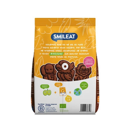 Smileat Bio Herbatniki z orkiszu, kakaowo-jabłkowe 10m+, 220 g