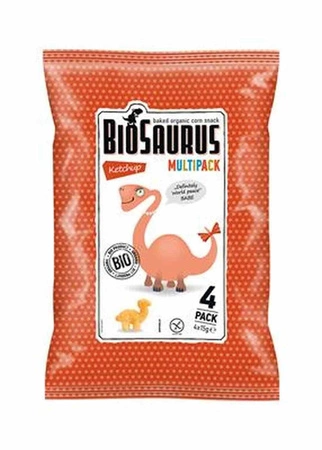 BioSaurus − Chrupki kukurydziane Dinozaury o smaku ketchupowym bezgl. BIO − 4 x 15 g