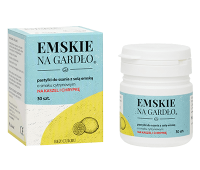 Emskie na gardło o smaku cytrynowym 30 pastylek - wyrób medyczny