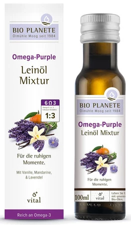 BIO PLANETE OMEGA PURPLE MIESZANKA Z OLEJEM LNIANYM (MANDARYNKA, WANILIA, LAWENDA) BIO 100 ml