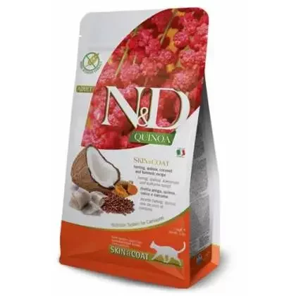 N&D karma sucha dla kota QUINOA SKIN & COAT śledź, kokos, kurkuma 300gr kot dorosły