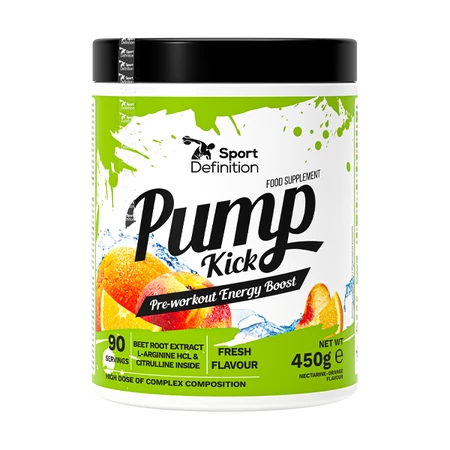 Sport Definition Pump kick odżywka przedtreningowa 450g smak nektarynka pomarańcza