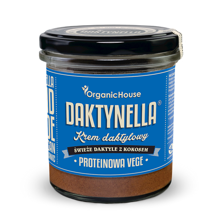 KREM PROTEINOWY KOKOS - DAKTYLE MEDJOOL BEZGLUTENOWY BIO 280 g - ORGANICHOUSE (DAKTYNELLA)