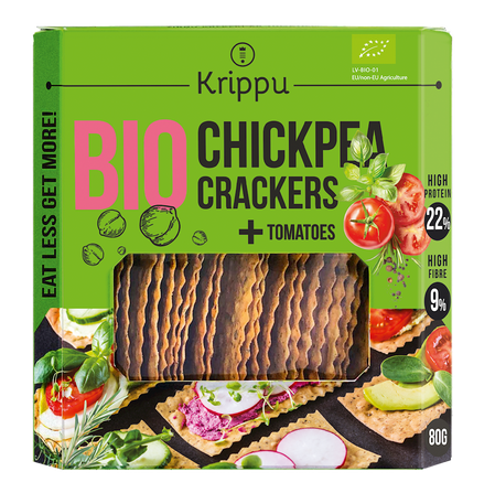 KRAKERSY PROTEINOWE Z CIECIERZYCY Z POMIDOREM BIO 80 g - KRIPPU