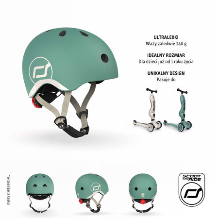 SCOOTANDRIDE Kask XXS-S dla dzieci 1-5 lat Forest