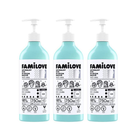 Zestaw: 3x Yope - Familove naturalny płyn do mycia naczyń 750ml