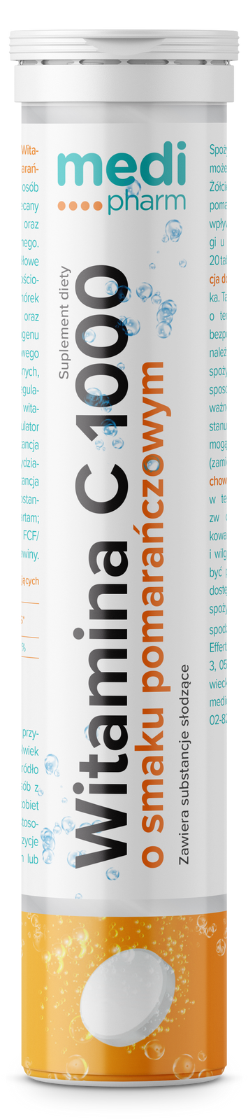 Medi pharm Wit.C 1000 mg smak pomarańcza 20 tabl. - Nabea.pl
